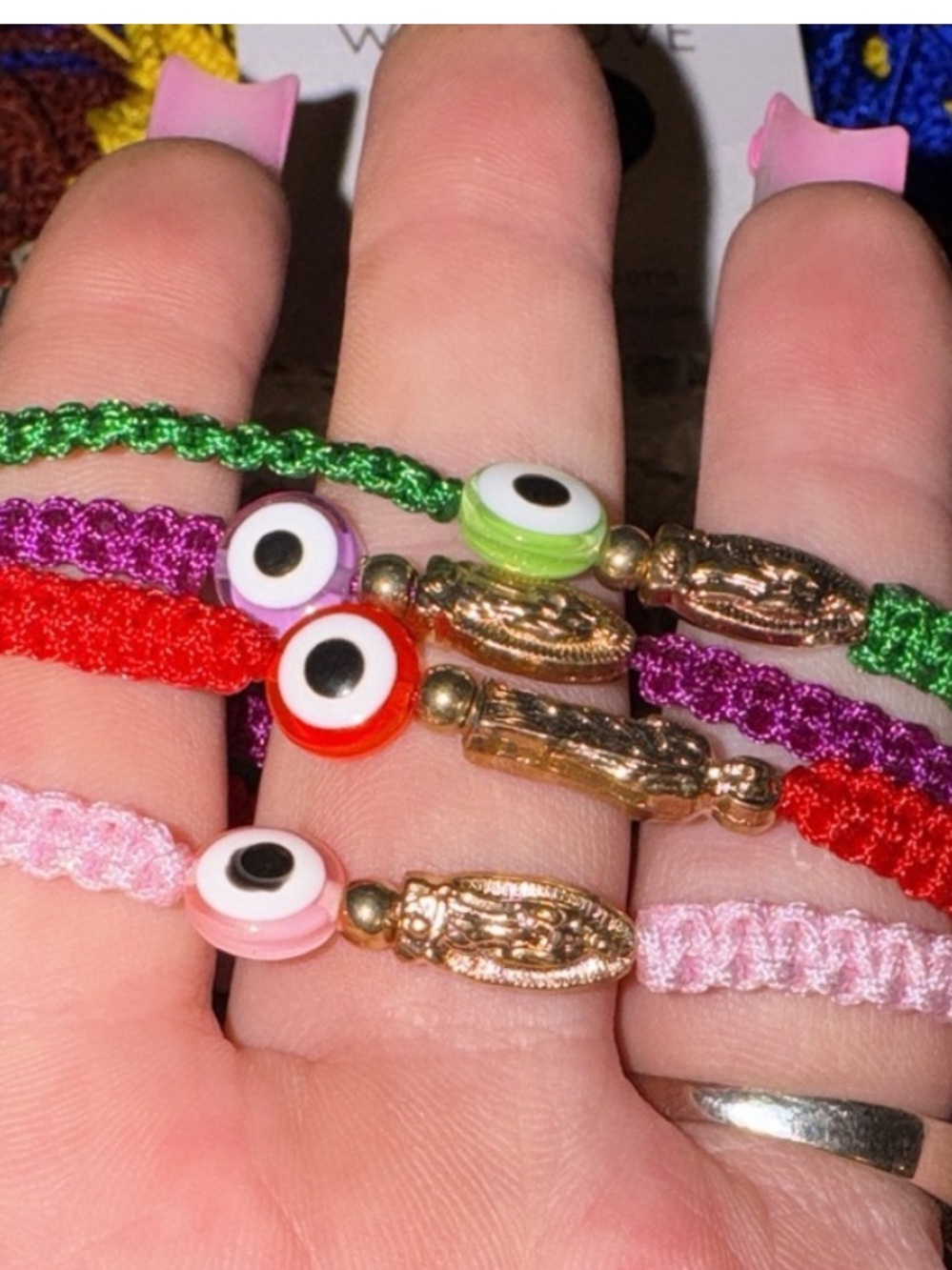 40 Handmade Evil Eye Beaded Cord Bracelets Sets Adjustable - Picture 5 of 6